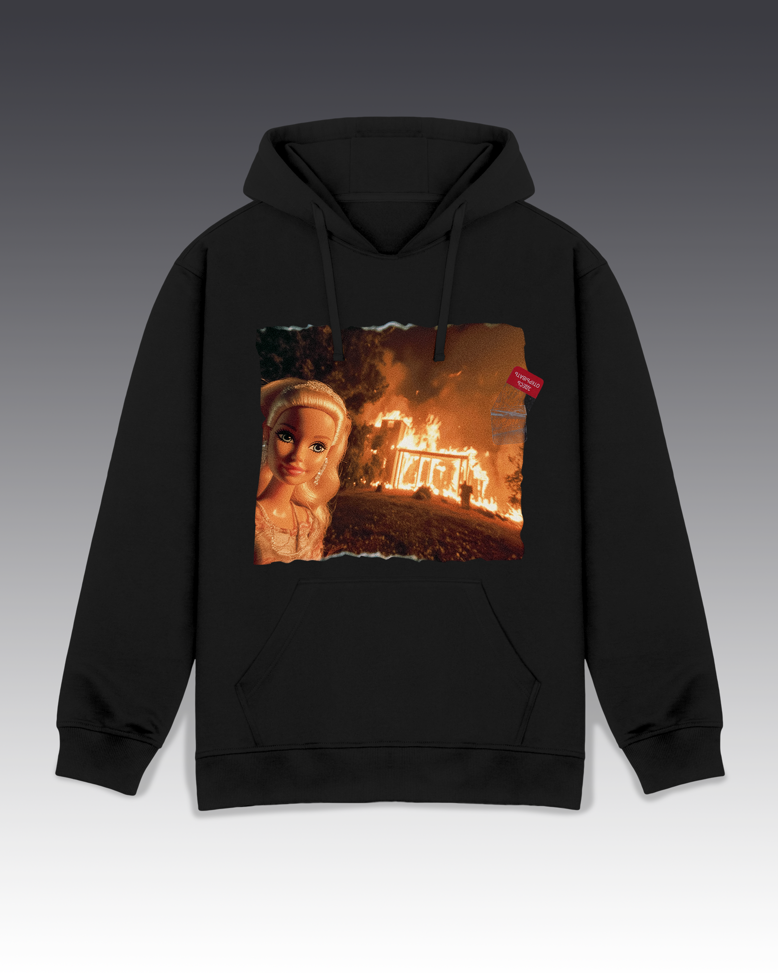 DIYANYONE Original Barbie Fire Meme Cotton Graphic Hoodie - Dark Humor Statement Apparel, Viral Internet Pop Culture Style