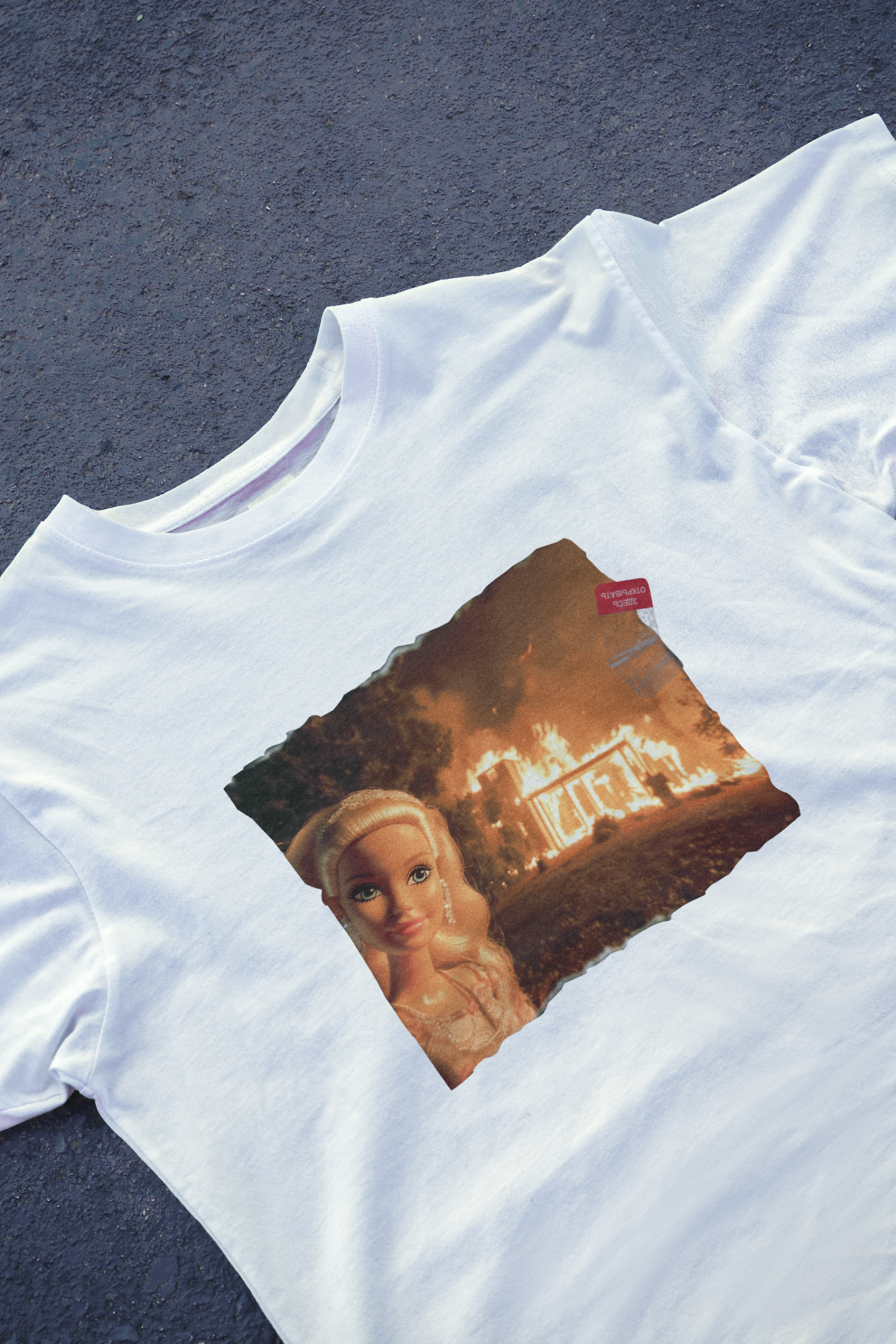 DIYANYONE Original Barbie Fire Meme Cotton Graphic T-Shirt - Dark Humor Statement Apparel, Viral Internet Pop Culture Style