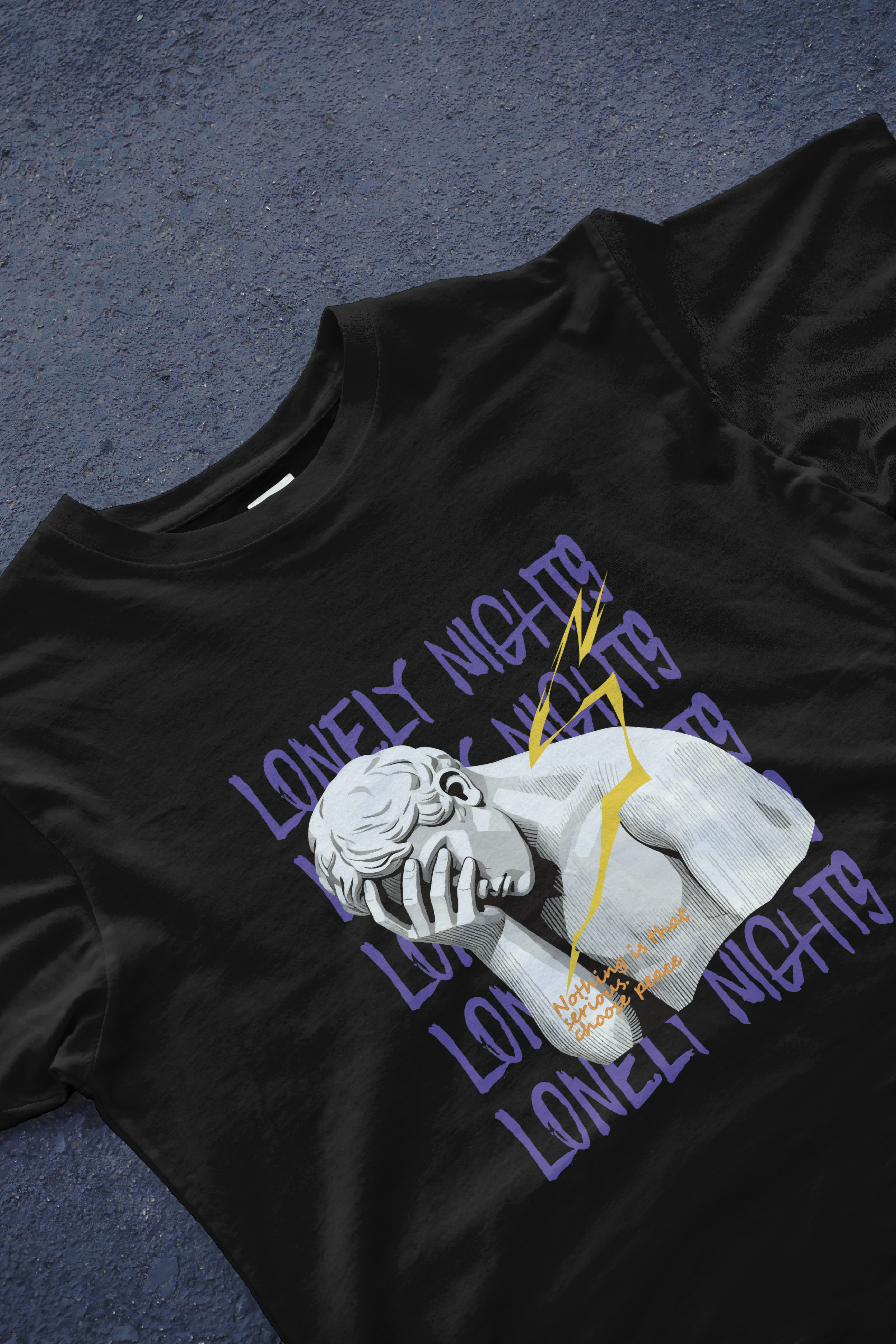 DIYANYONE Original Vaporwave Tee: Lonely Nights Choose Peace