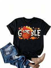 Gobble Gobble T-Shirt Cute Turkey Thanksgiving Fall Tee