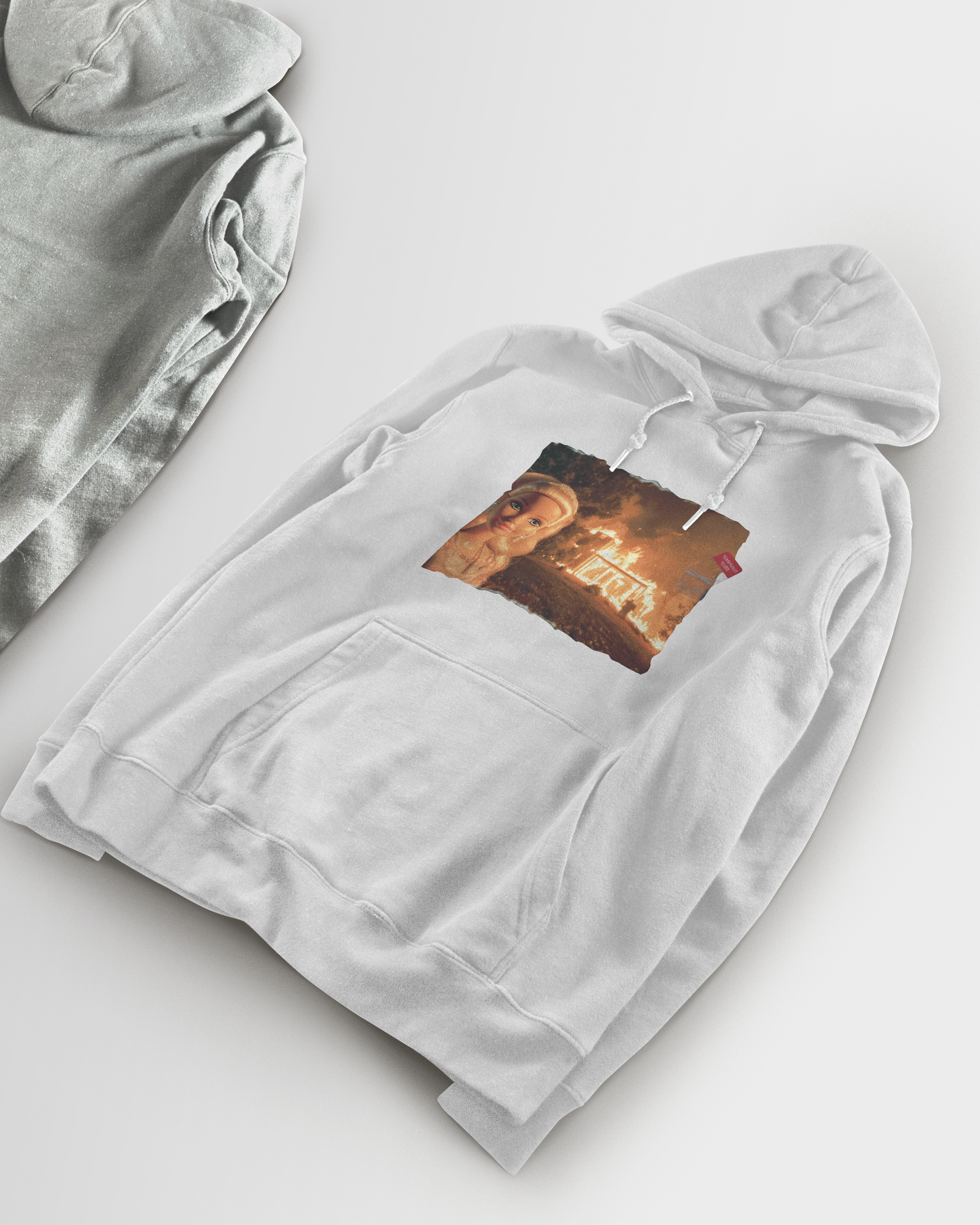 DIYANYONE Original Barbie Fire Meme Cotton Graphic Hoodie - Dark Humor Statement Apparel, Viral Internet Pop Culture Style