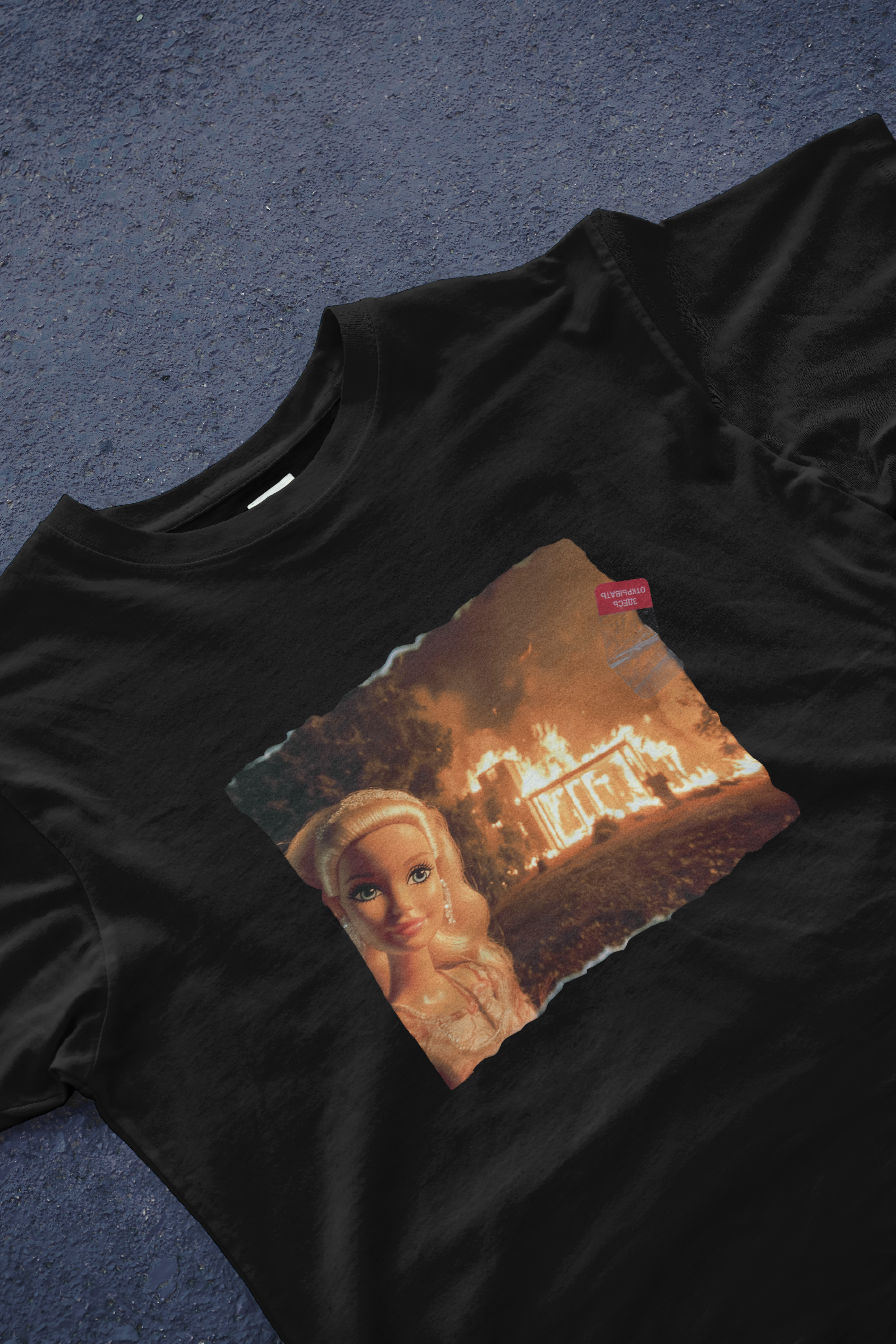 DIYANYONE Original Barbie Fire Meme Cotton Graphic T-Shirt - Dark Humor Statement Apparel, Viral Internet Pop Culture Style