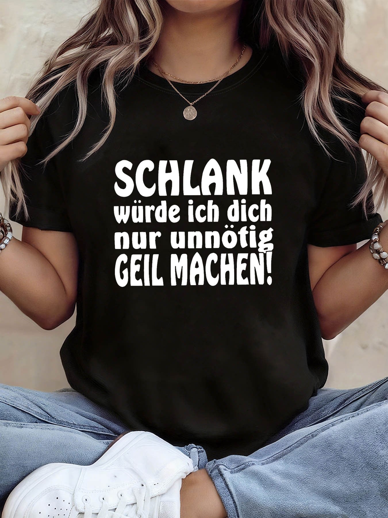 Women's Funny German Graphic T-Shirt Humor Quote Print Casual Short Sleeve Crew Neck Novelty Tee