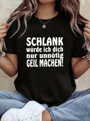 Women's Funny German Graphic T-Shirt Humor Quote Print Casual Short Sleeve Crew Neck Novelty Tee