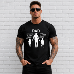 Men's Dad Graphic Tee, Father and Children Print Short Sleeve Crew Neck Tee, Father's Day Gift for Dad, Casual Family Shirt