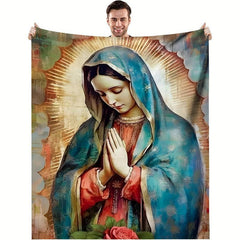 Our Lady of Guadalupe Guadalupe Virgin Religion Christian Flannel Blanket Suitable for All Seasons Comfortable Warm Soft Sofa Blanket Travel Camping Outdoor Living Room  Office Bed and Travel Blanket