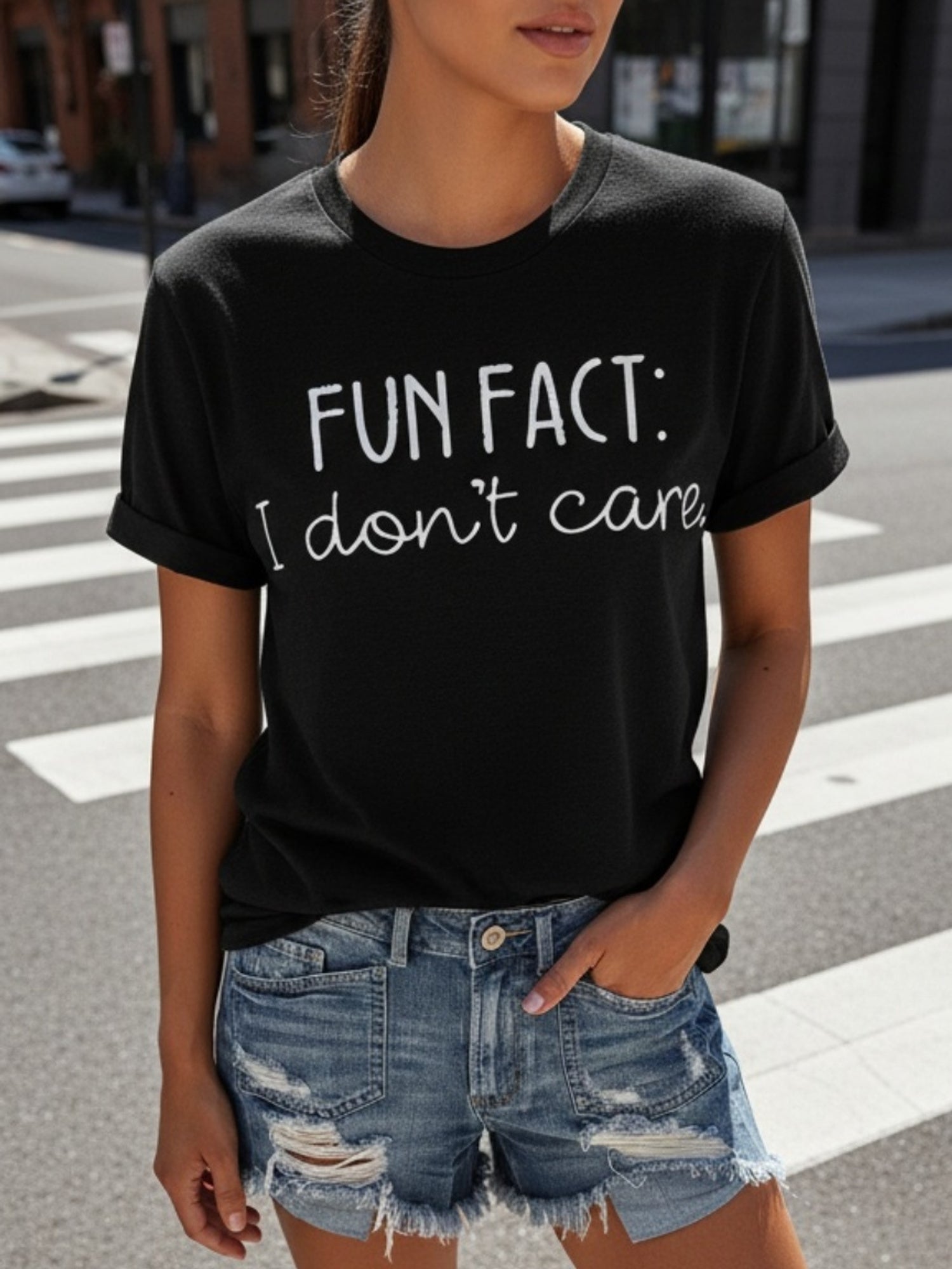 Fun Fact I Don't Care T-Shirt Sarcastic Rude Humor Tee Introvert Gift Top