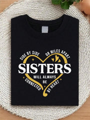 Side By Side Or Miles Apart Sisters T-Shirt, Sister Trip Shirt, Sister Vacation Matching Outfit, Weekend Trip Shirts For Sisters, Matching Sisters Shirt.
