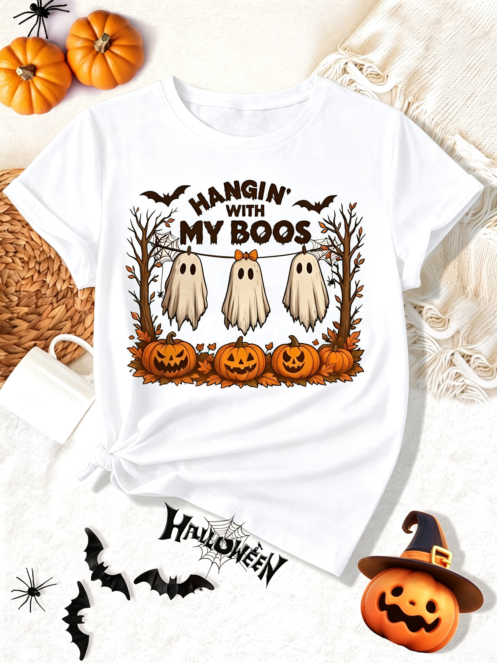 Hangin' With My Boos T-Shirt Cute Ghost Pumpkin Halloween Tee