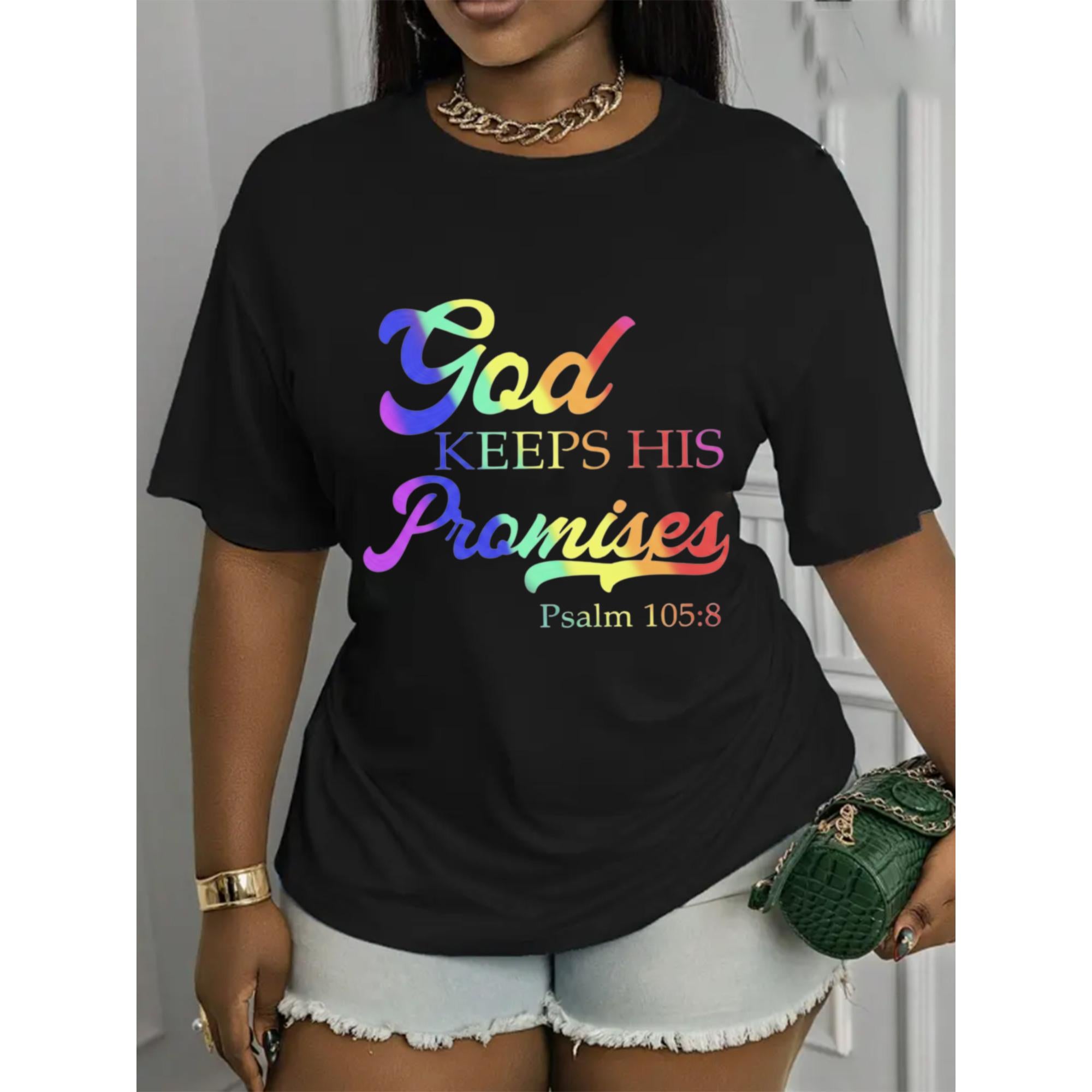 “God Keeps His Promises” Faith Tee – Psalm 105:8 Bible Verse Shirt for Women Men, Soft Stretchy Casual Crewneck