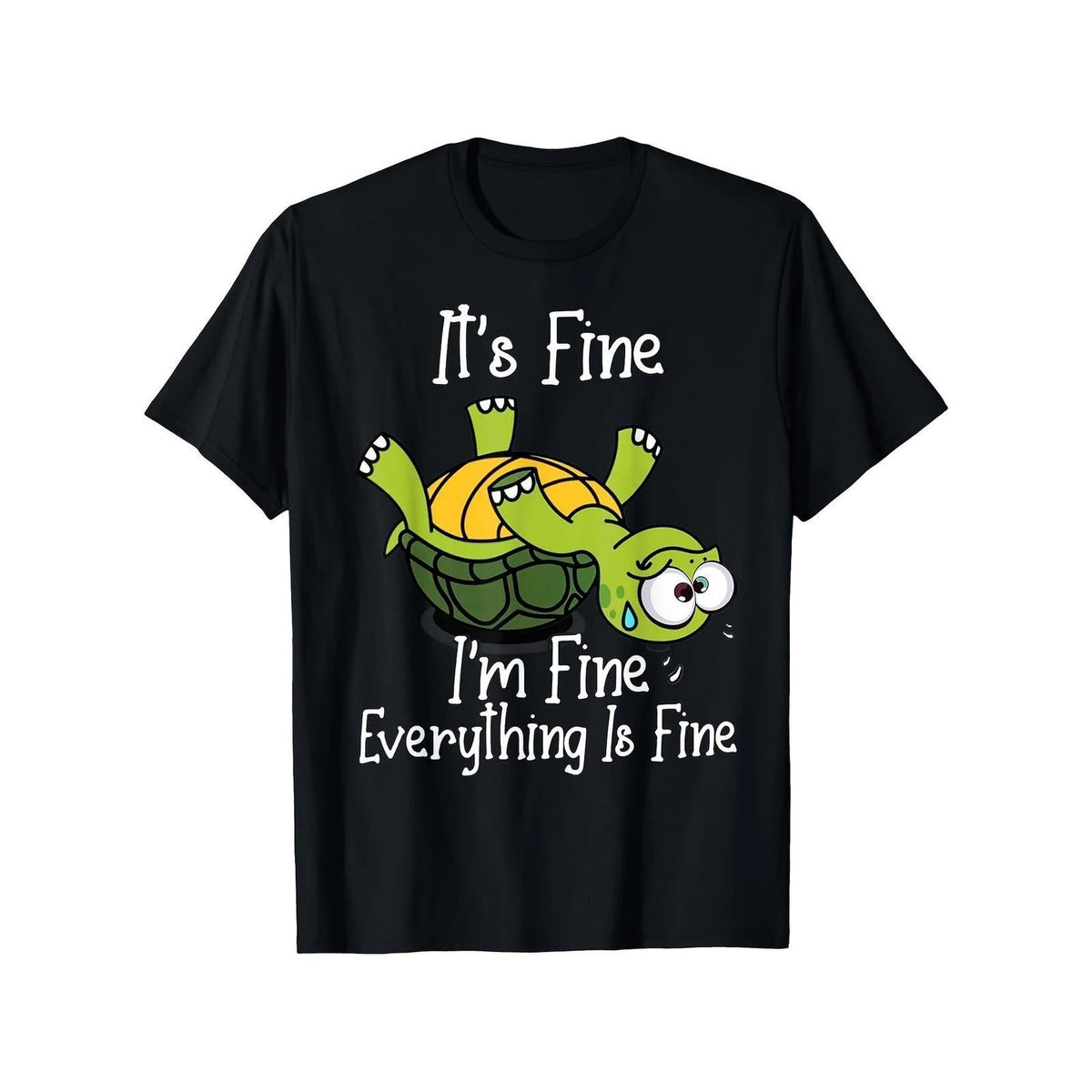 Funny Turtle Shirt It’s Fine I’m Fine Everything Is Fine Meme Humor Animal Lover Casual Summer Top Unisex Soft Cotton Crew Neck