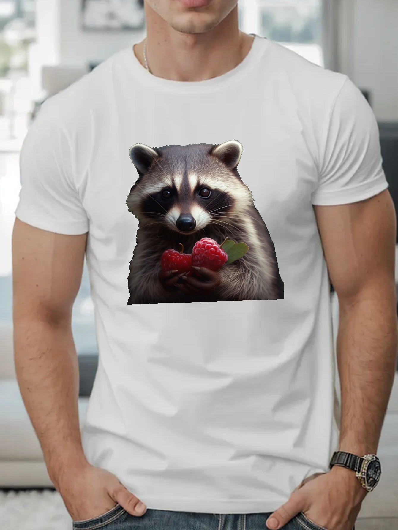 The Raspberry Raccoon Men's Short Sleeve T-shirt Summer T-shirt Top