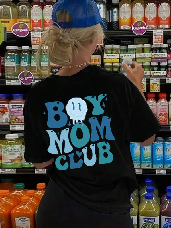 Men's BOY MOM CLUB Graphic Tee, Funny Slogan Short Sleeve Casual Top