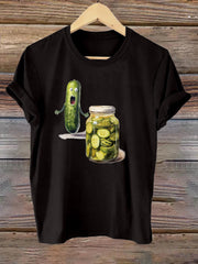 100%Cotton Funny T shirt Graphic Print T-shirt, Short Sleeve Crew Neck Casual Top for Summer & Spring, Women's Clothing