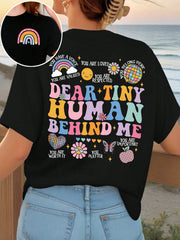 Casual Versatile Letter Print Beach T-Shirt, Suitable For Spring And Summer, Comfortable And Elastic，Double-sided print