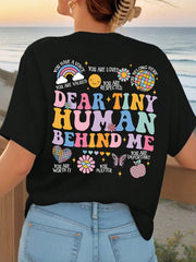 Casual Versatile Letter Print Beach T-Shirt, Suitable For Spring And Summer, Comfortable And Elastic，Double-sided print