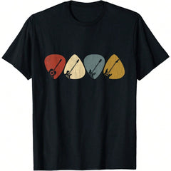 Men's Funny T-Shirt Graphic T-Shirt For Men Guitar Pick T-Shirt Soft Fabric