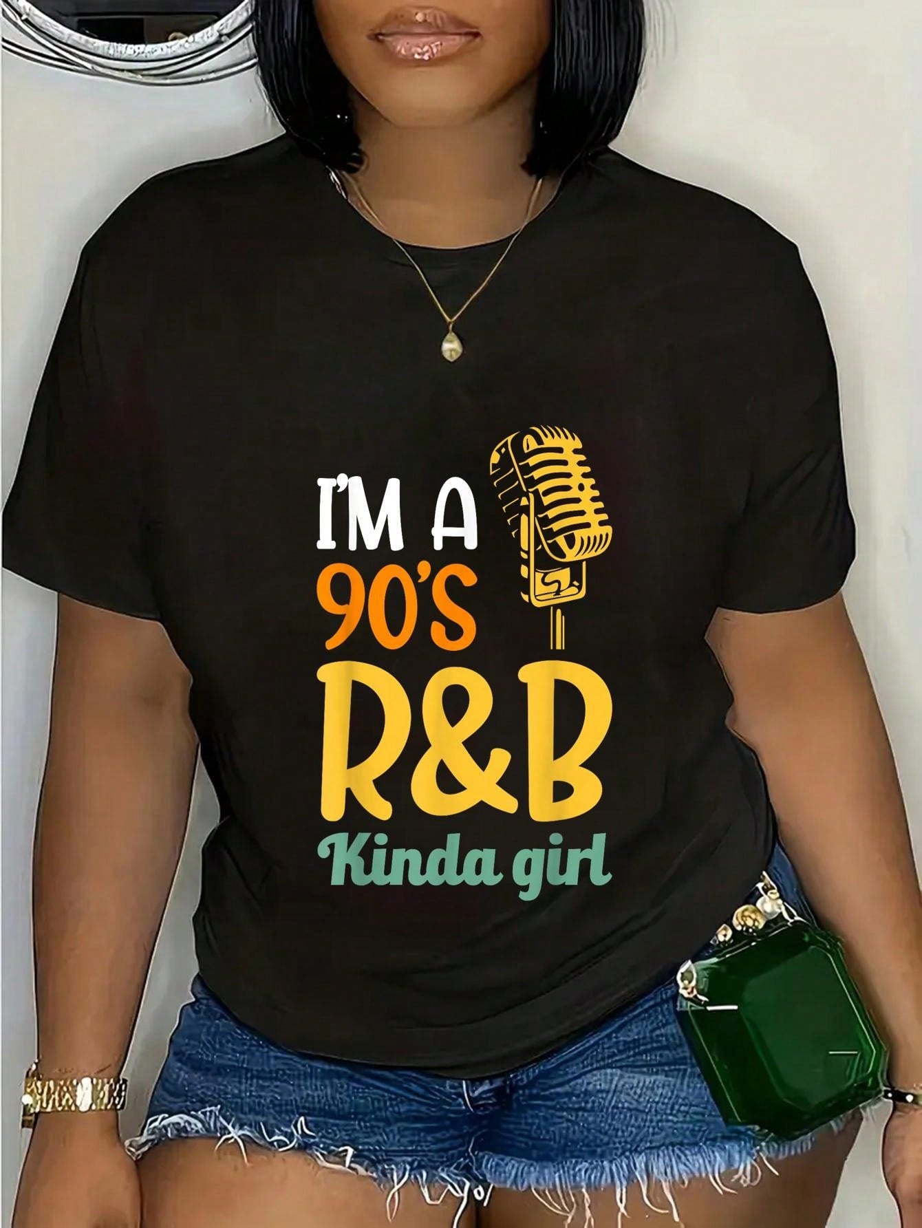 I'm A 90's R&B Kinda Girl T-Shirt Vintage Microphone Music Tee