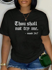 Women's Funny Christian T Shirt, Thou Shall Not Test Me Graphic Tee, Faith Inspired ;JQuote Shirt, Casual Short Sleeve Cotton Top