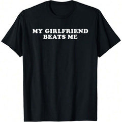 Men's My Girlfriend Me Funny Graphic T-Shirt Casual Oversized Streetwear Tee Men's Humorous Graphic Printed T-Shirt Hip Hop Style Casual All-Season Top