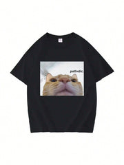 Funny Pathetic Cat Meme Graphic T Shirts Men Fashion Casual