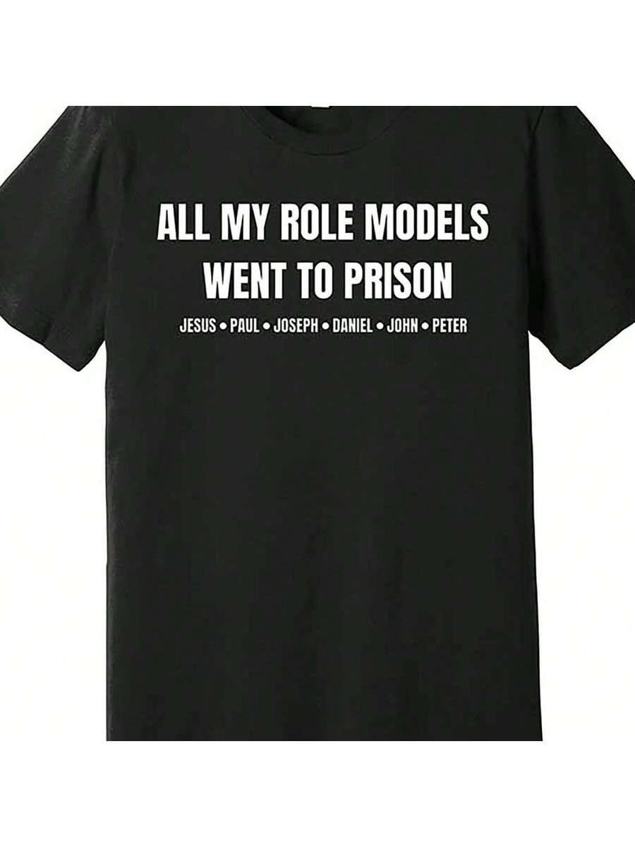 Men's Funny Role Model Slogan Graphic T-Shirt Casual Short Sleeve Tee Men's Humorous Quote Printed T-Shirt Novelty Casual Everyday Wear Top
