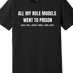 Men's Funny Role Model Slogan Graphic T-Shirt Casual Short Sleeve Tee Men's Humorous Quote Printed T-Shirt Novelty Casual Everyday Wear Top