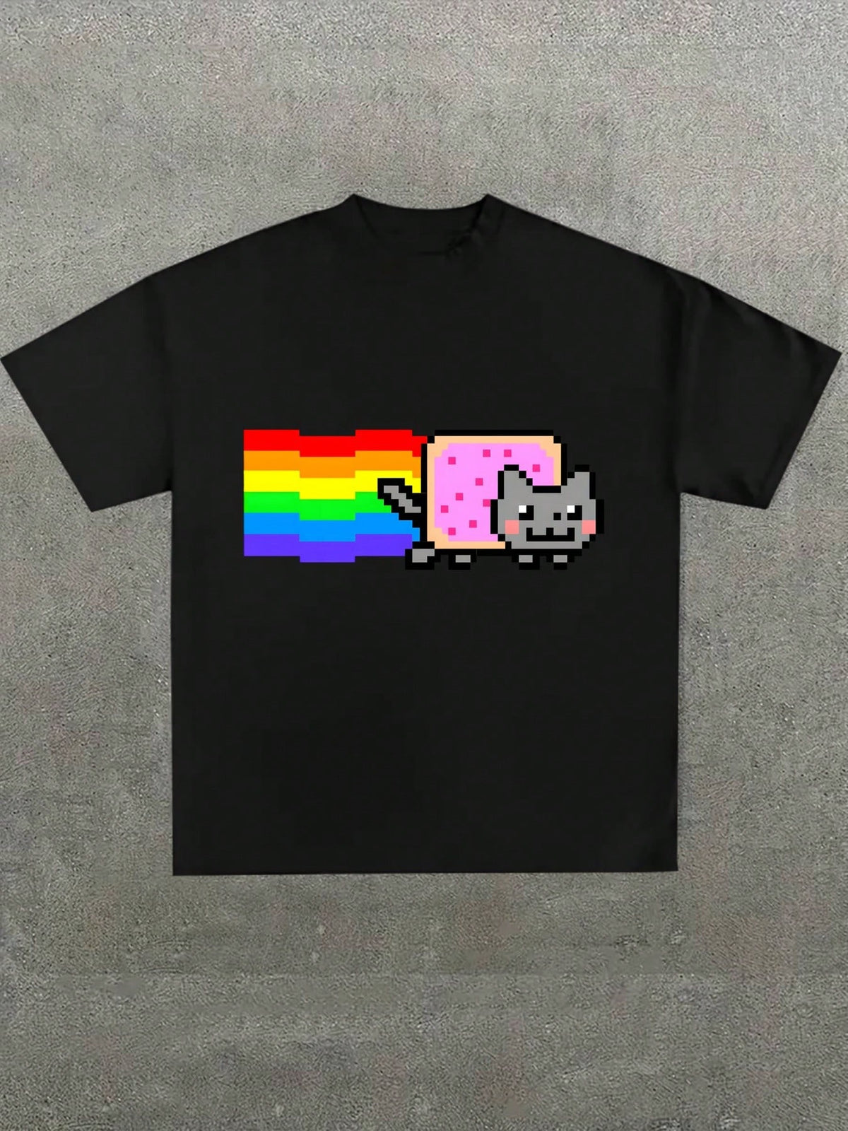Pixel-Art Rainbow Cat Graphic Tee