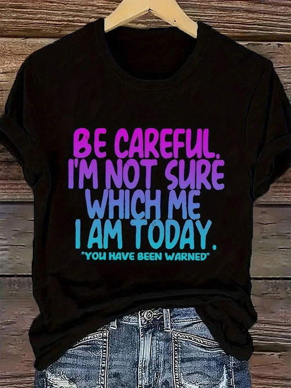 Women's Fashion Slogan Print Short Sleeve Top Casual Summer Wear