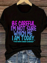 Women's Fashion Slogan Print Short Sleeve Top Casual Summer Wear