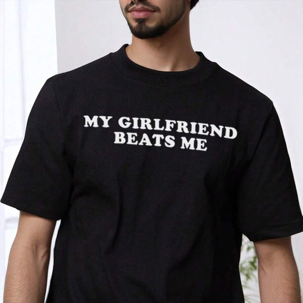 Men's My Girlfriend Me Funny Graphic T-Shirt Casual Oversized Streetwear Tee Men's Humorous Graphic Printed T-Shirt Hip Hop Style Casual All-Season Top