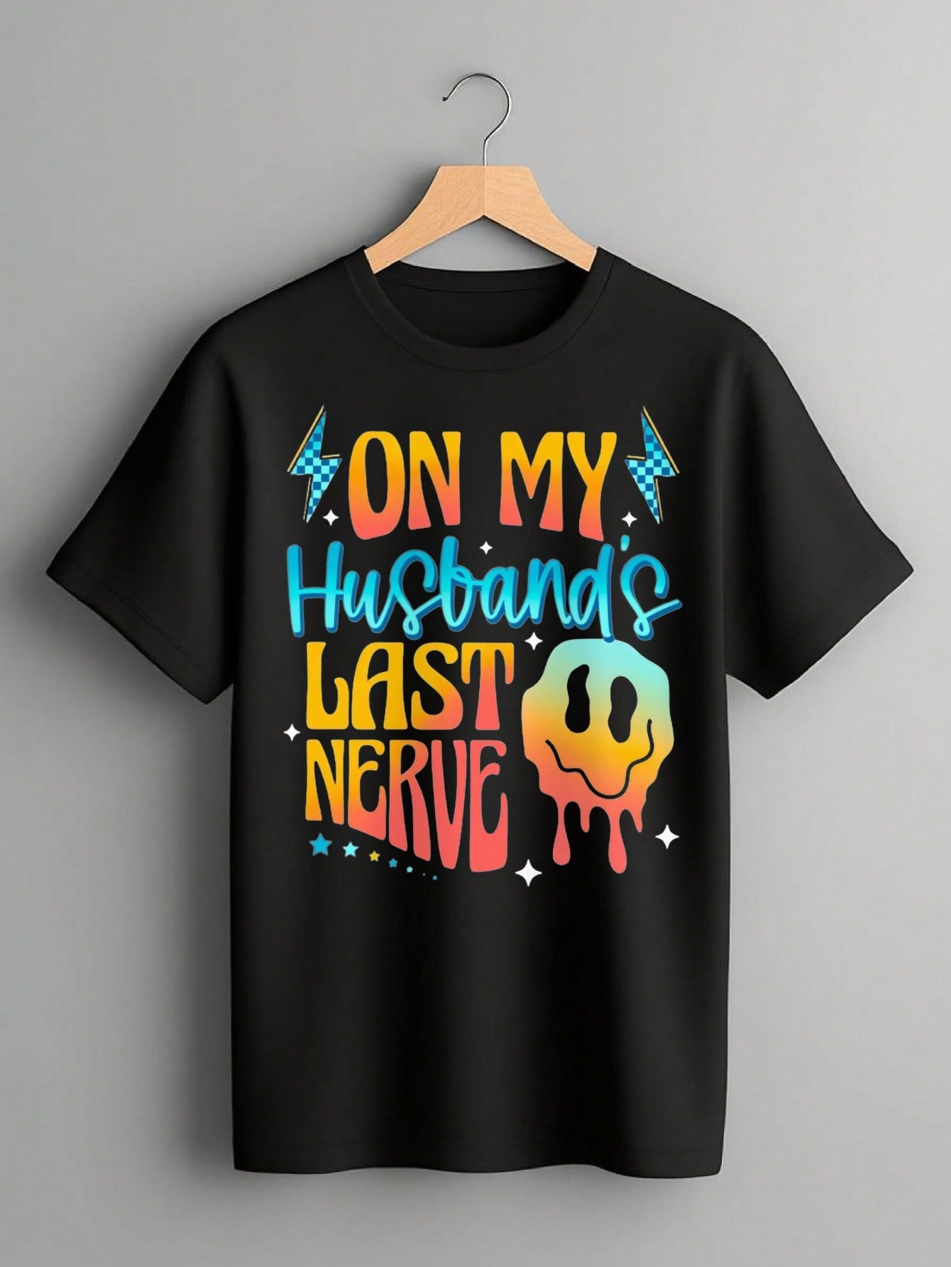 Women's Funny Graphic T-Shirt On My Husband's Last Nerve Casual Summer Tee