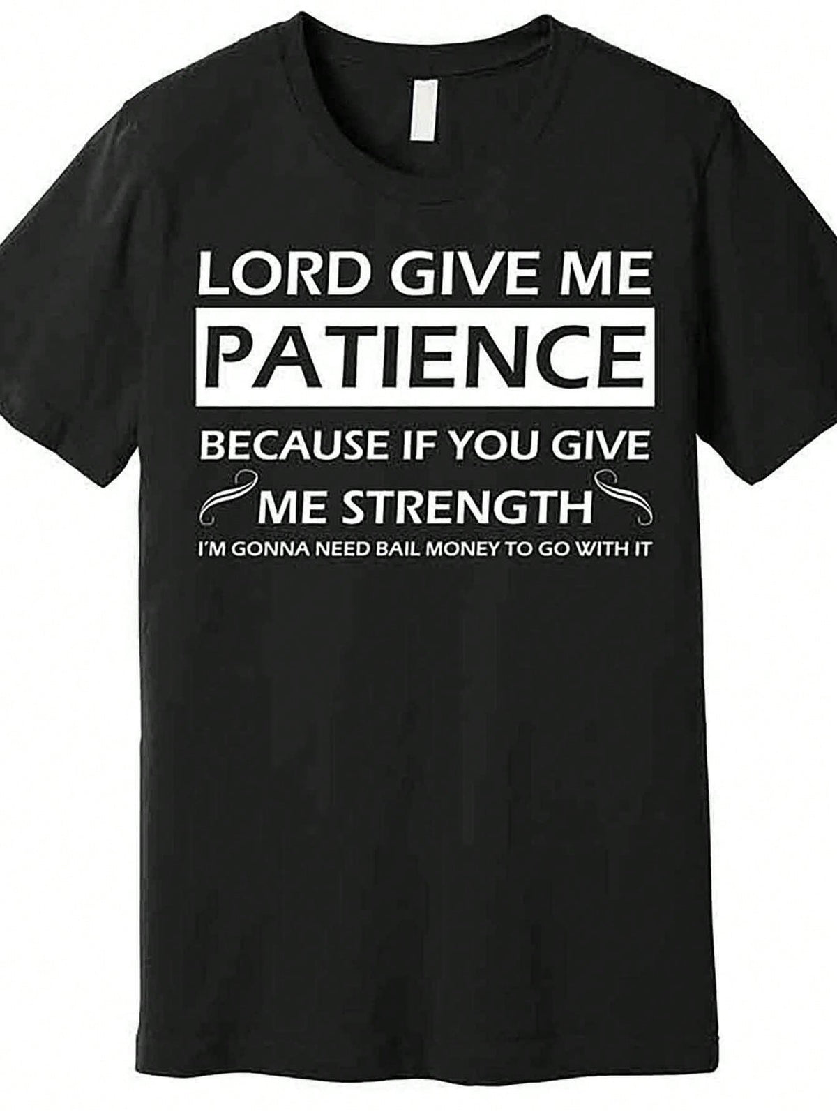 "Lord Give Me Patience" Graphic Cotton T-Shirt - Men's Casual Crew Neck, Short Sleeve, Regular Fit, All-Season Wear,