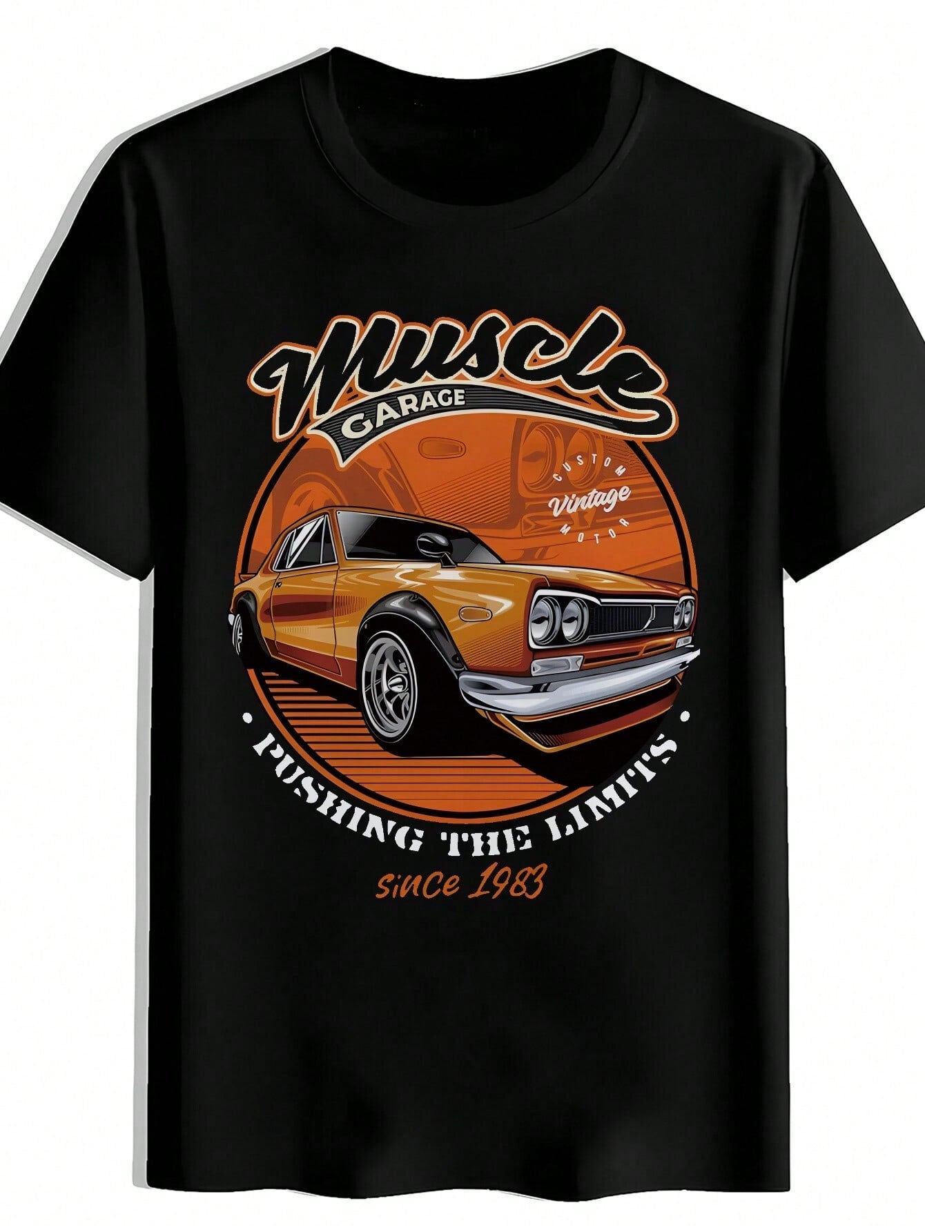 Men’s Vintage 70s–80s Muscle Car Graphic T-Shirt – Retro Garage Design