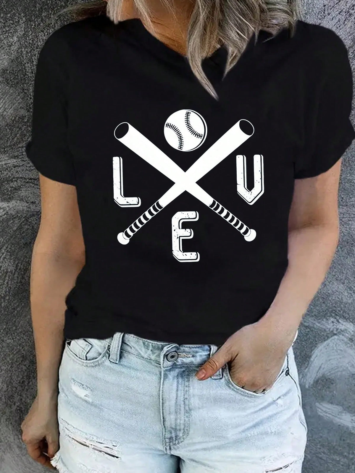 Baseball Love Graphic Print Women T-Shirt