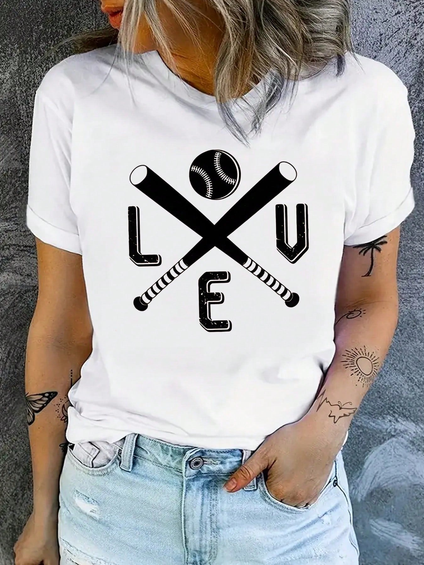 Baseball Love Graphic Print Women T-Shirt