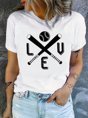 Baseball Love Graphic Print Women T-Shirt