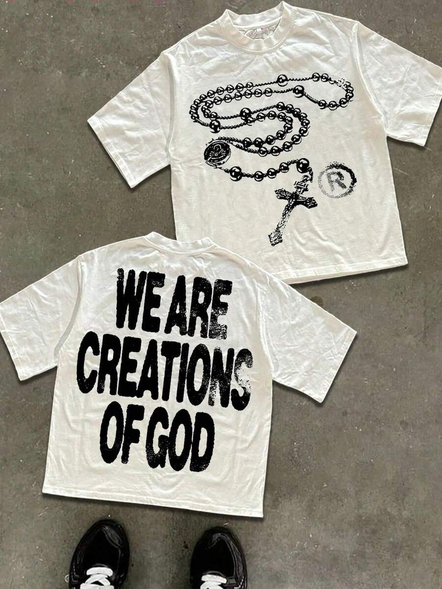 Men's Y2K Street Style Inspirational Slogan Graphic T-Shirt Casual Daily Wear Tee