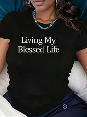 Men's Living My Life Funny Graphic T-Shirt Casual Oversized Tee Men's Novelty Quote Printed Short Sleeve T-Shirt Casual Daily Wear Top