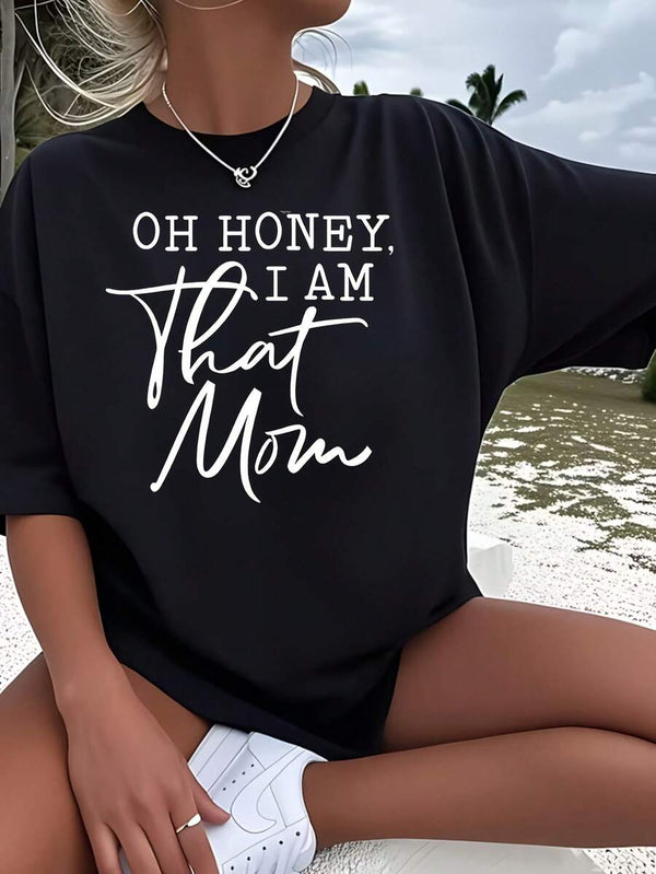 Women's Funny Mom Slogan Printed T-Shirt Casual Daily Wear Graphic Top