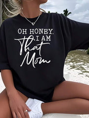 Women's Funny Mom Slogan Printed T-Shirt Casual Daily Wear Graphic Top