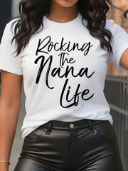 Womens Rocking The Nana Life T-Shirt Funny Nana Gift Tee for Grandma