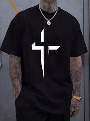 Men's Minimalist Graphic T-Shirt Modern Geometric Print Soft Cotton Crew Neck Short Sleeve Casual Streetwear Tee for Everyday Wear