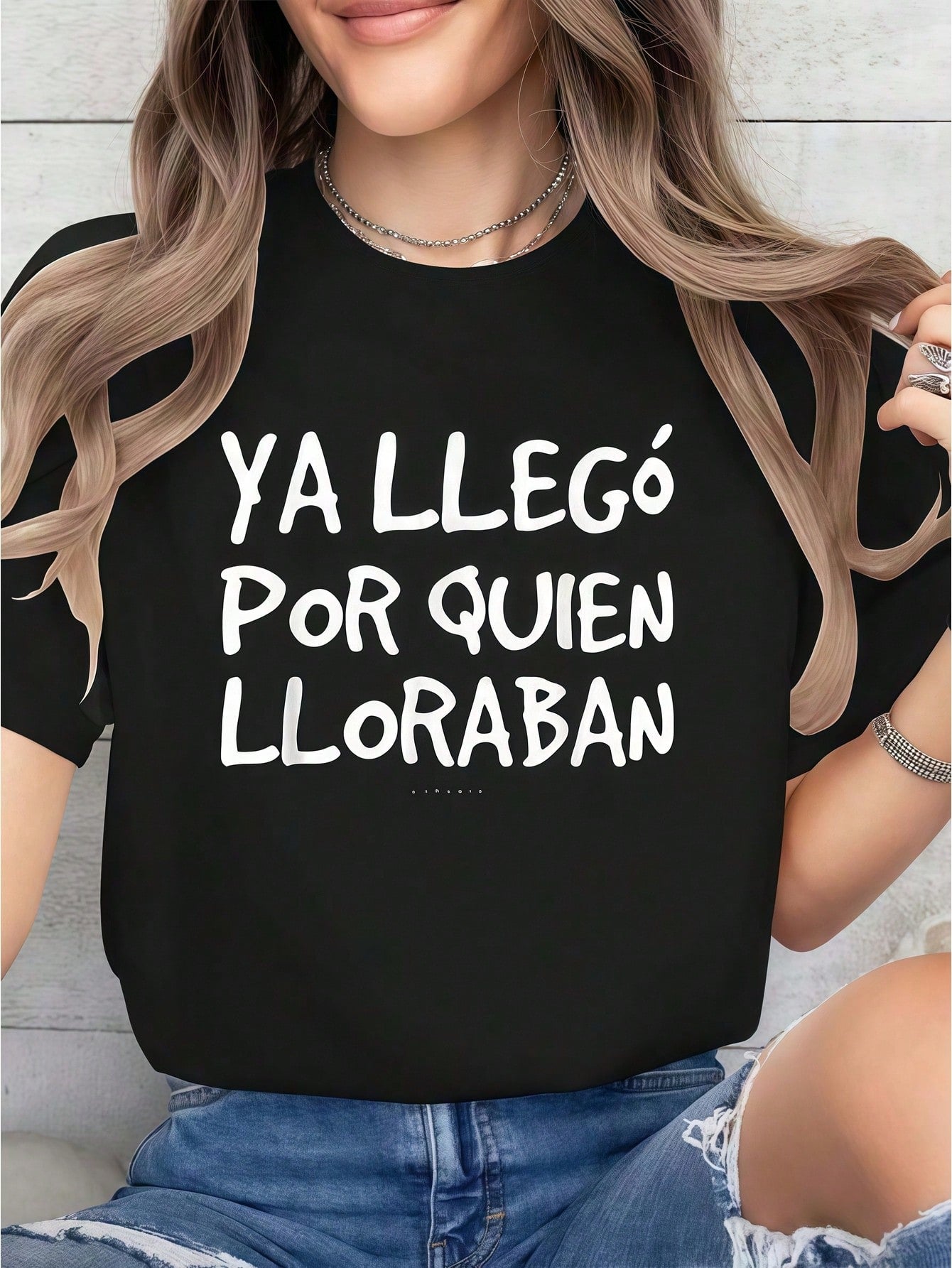 Women Clothes Spanish Text Quote Print Black TShirt, Unisex Casual Crew Neck Tshirt