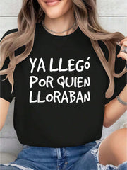 Women Clothes Spanish Text Quote Print Black TShirt, Unisex Casual Crew Neck Tshirt
