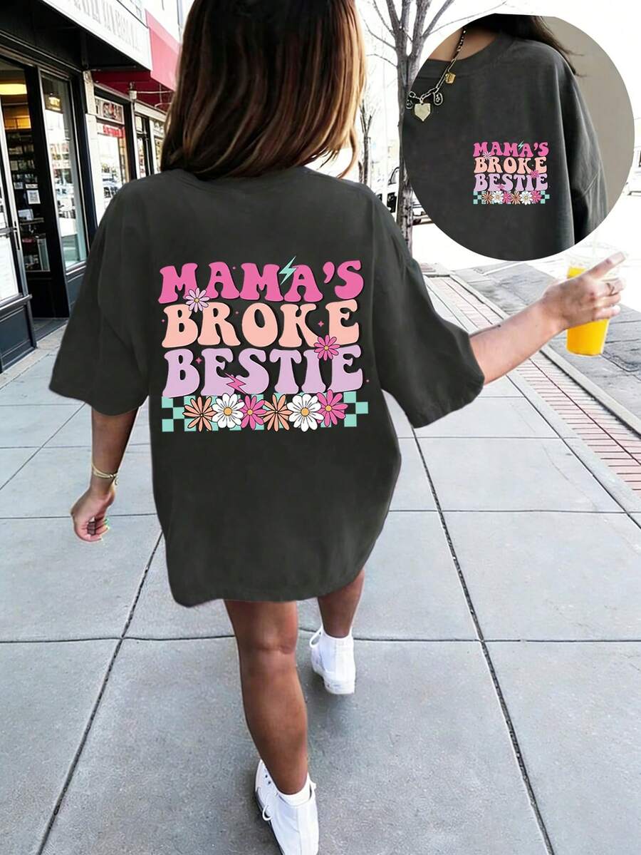 Women's Funny Graphic Printed Short Sleeve Tee Summer Daily Wear