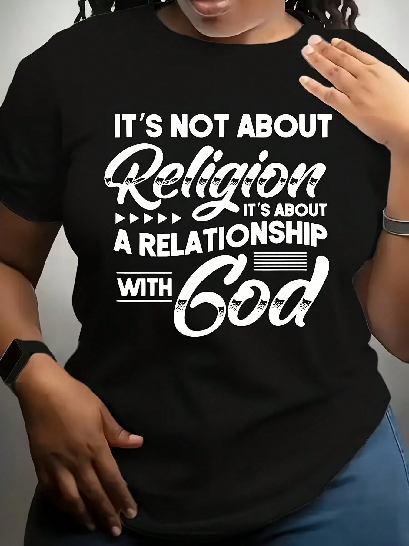 Women's Christian Faith T Shirt, Inspirational Relationship With God Graphic Tee, Religious Quote Short Sleeve Cotton Shirt, Casual Everyday Wear