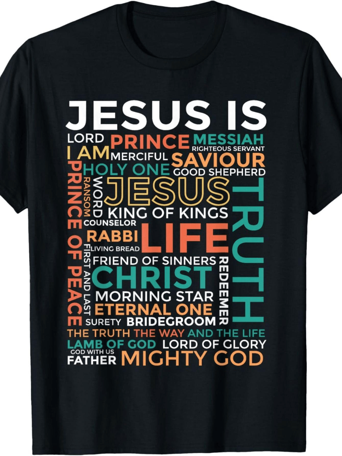 Men's Christian Graphic Tee Jesus Christ Faith Word Art Shirt Inspirational Religious Short Sleeve Crew Neck Casual T-Shirt Gift for Christian Men