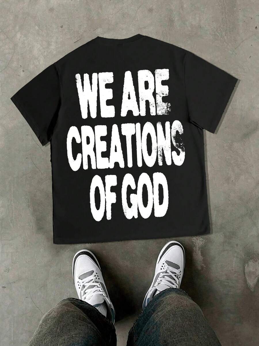 Men's Y2K Street Style Inspirational Slogan Graphic T-Shirt Casual Daily Wear Tee