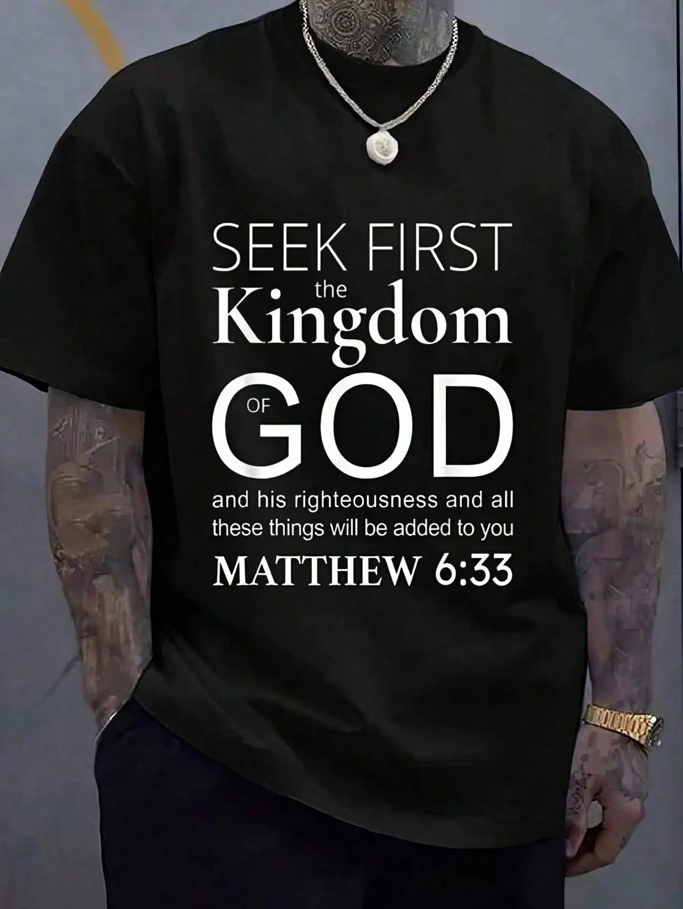 100 % Cotton Bible Verse Seek First The Kingdom Of God Christian T-Shirt Women's Men's Graphic Tee Ca Vintage Shirts